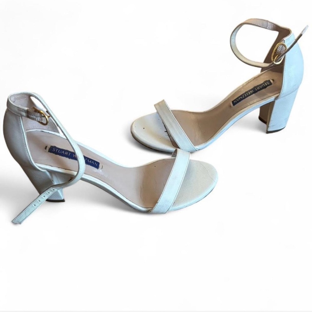 Stuart Weitzman Cream Ankle Strap Heels Size 36.5